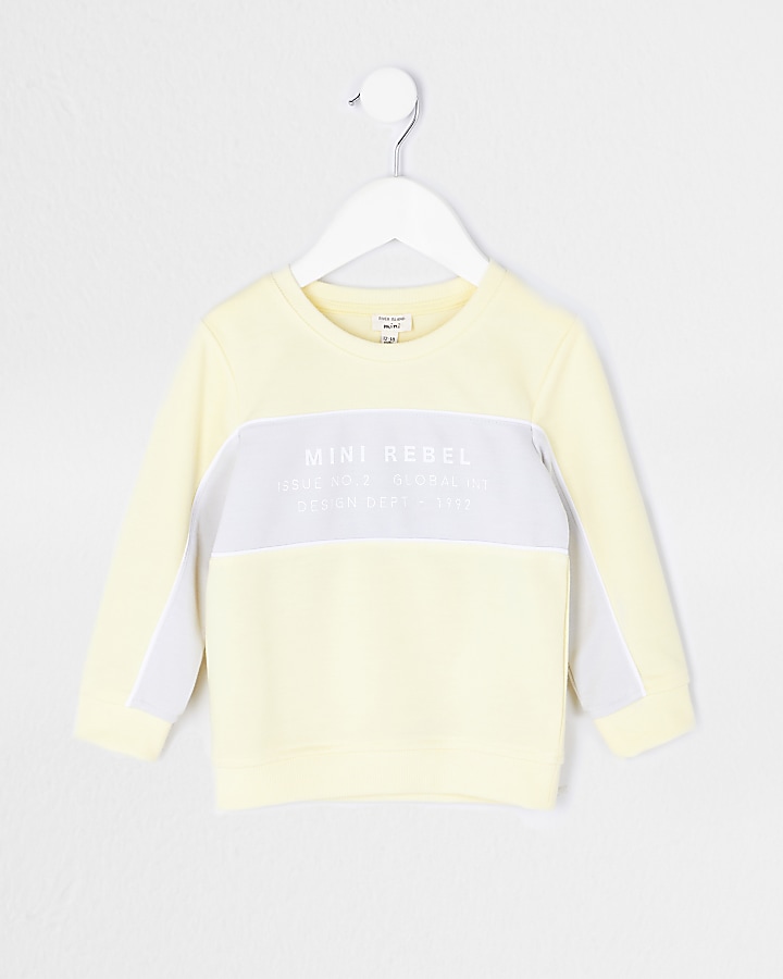 Mini boys yellow colour block sweatshirt