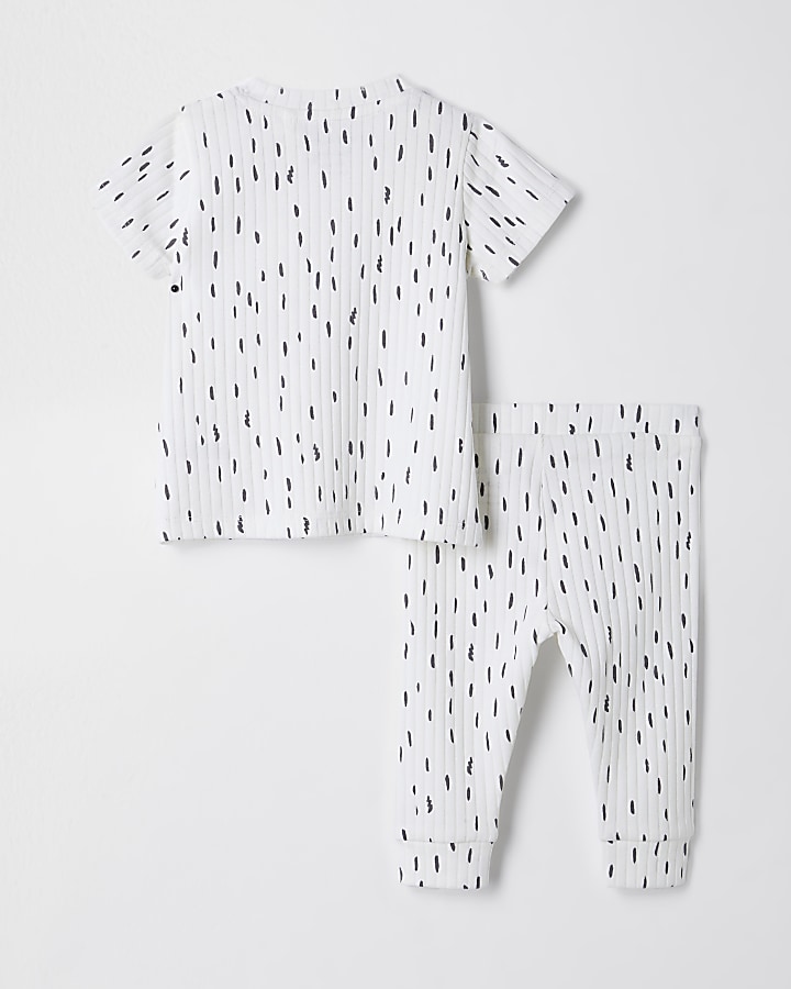 Baby cream ribbed scribble print outfit