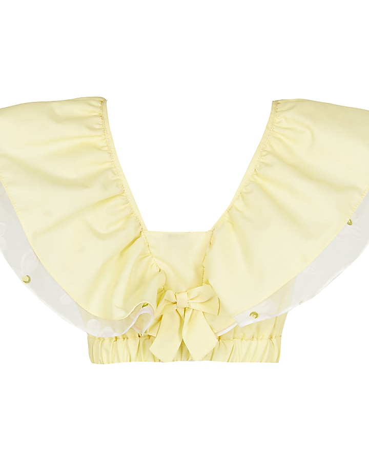 Girls yellow double layered frill top