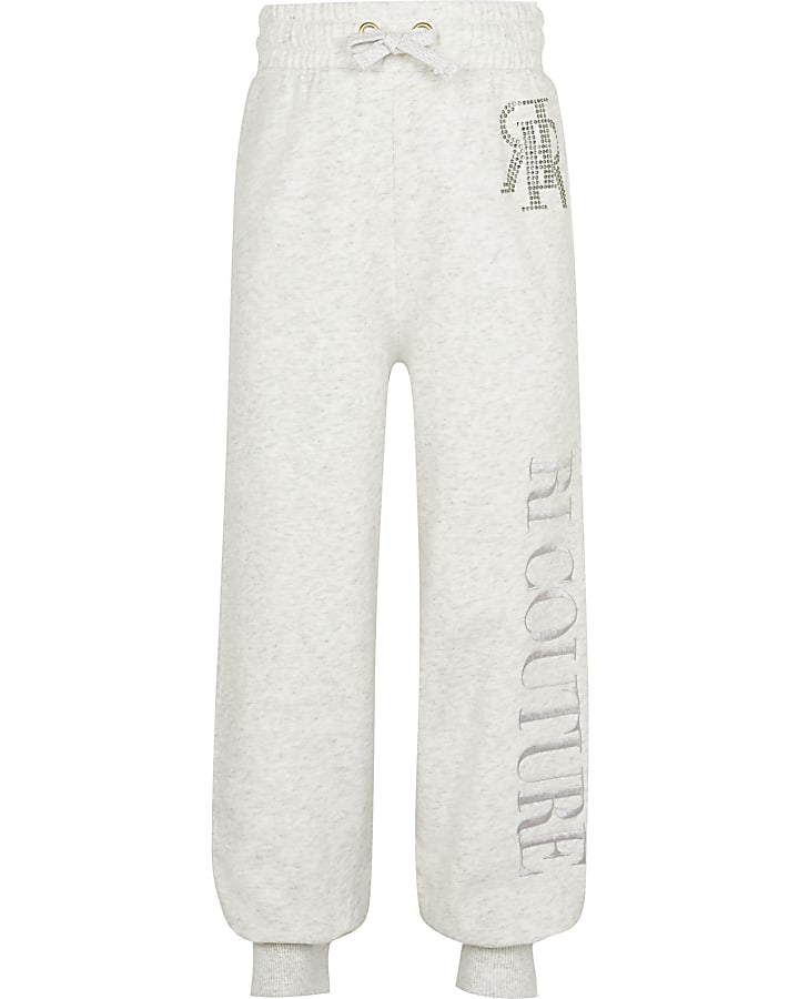 Girls grey RI Couture embellished joggers
