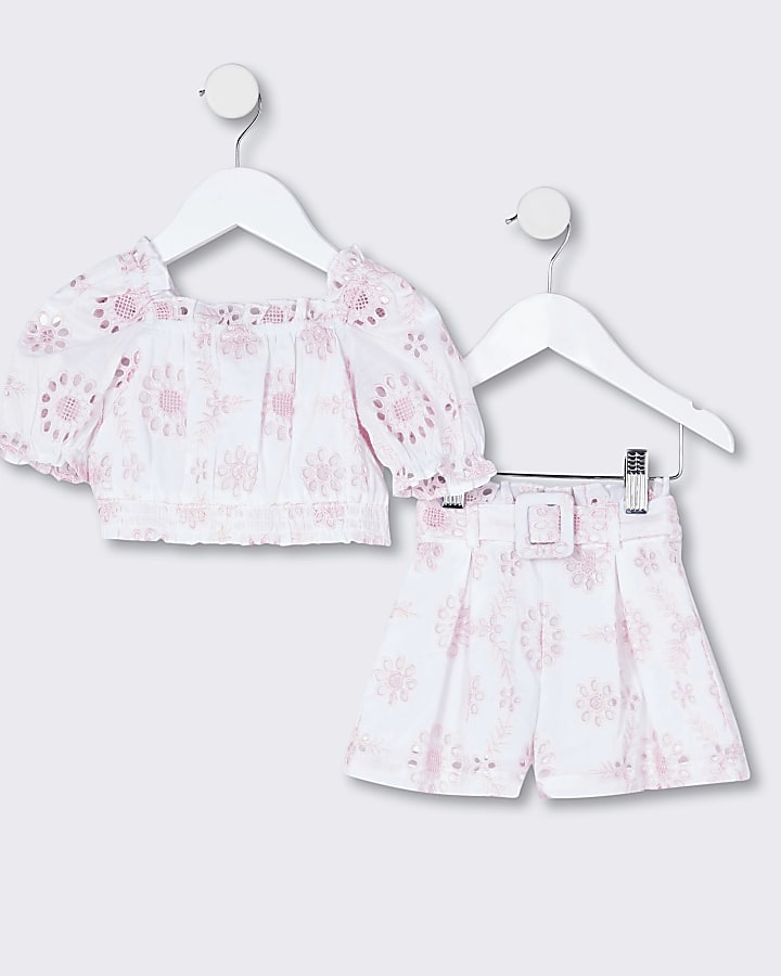 Mini girls white broderie outfit
