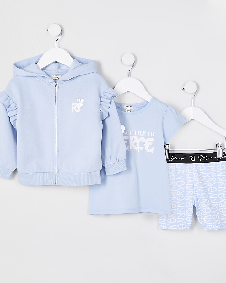 Mini girls blue 'Fierce' 3 piece outfit
