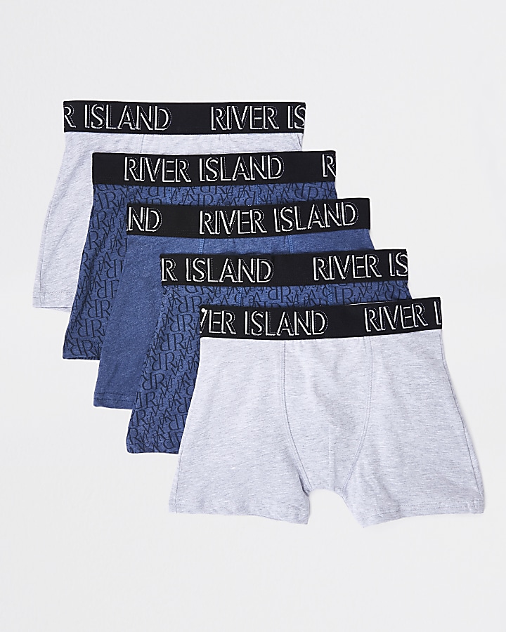 Boys navy RI boxers 5 pack