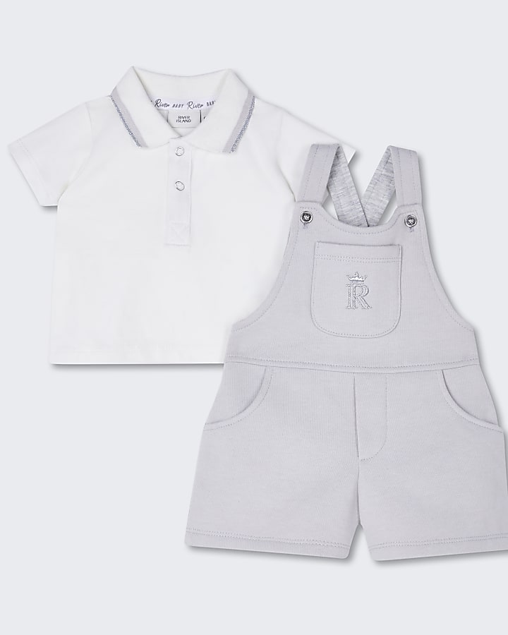 Baby grey dungaree outfit