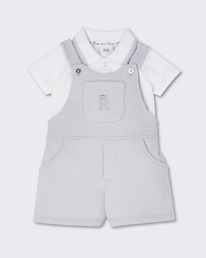 Baby grey dungaree outfit