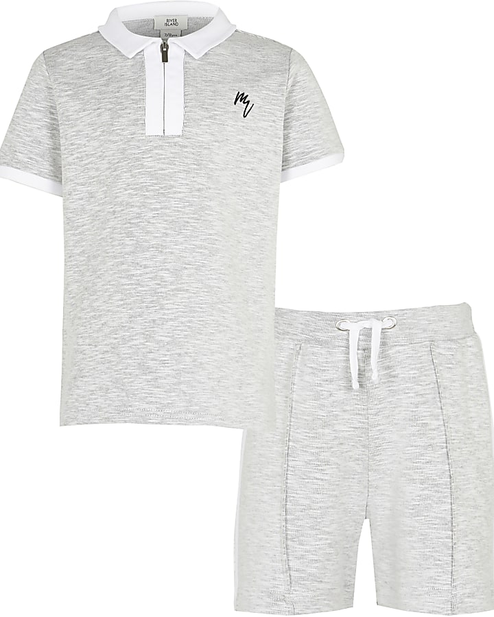 Maison Riviera boys grey polo shirt outfit