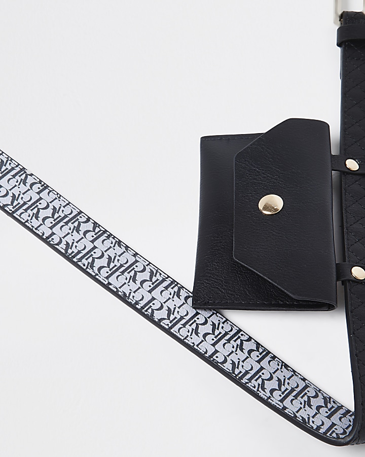 Girls black purse detail belt