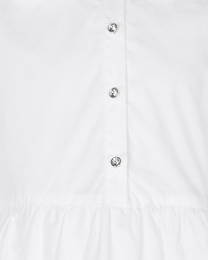 Girls white poplin collar dress