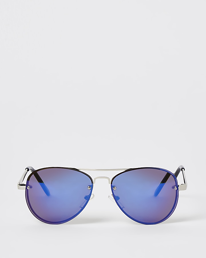 Boys blue rimless aviator sunglasses