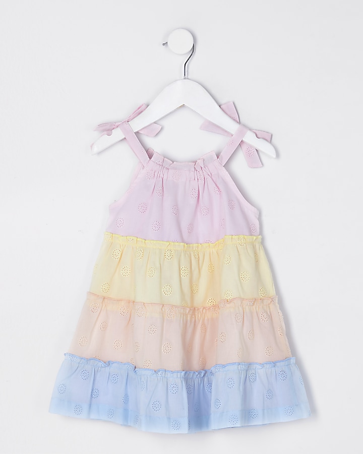 Mini girls rainbow colour block dress