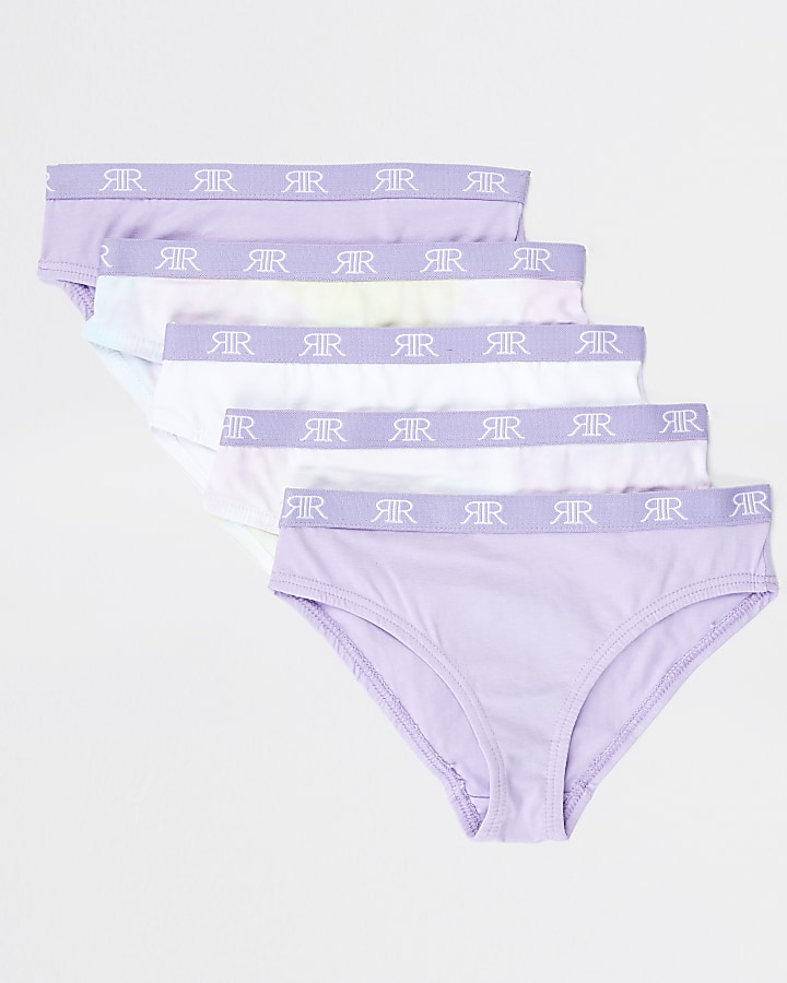Girls purple tie dye briefs 5 pack