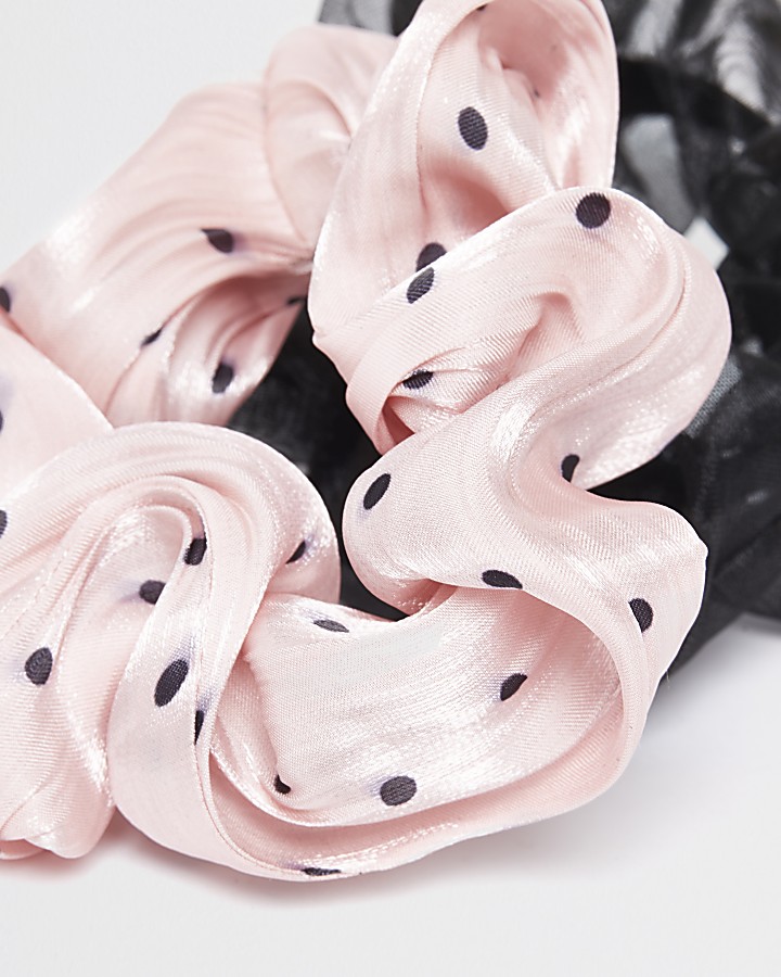 Girls pink polka dot scrunchie 2 pack