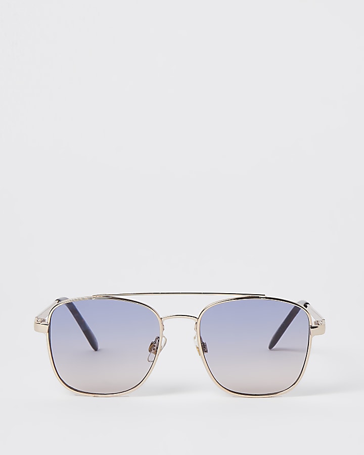 Girls blue embossed aviator sunglasses