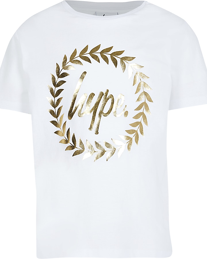 Boys white Hype gold print t-shirt