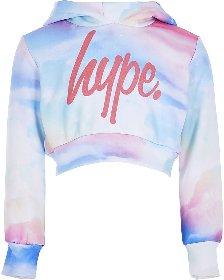 Girls RI x Hype blue cloud fade hoodie