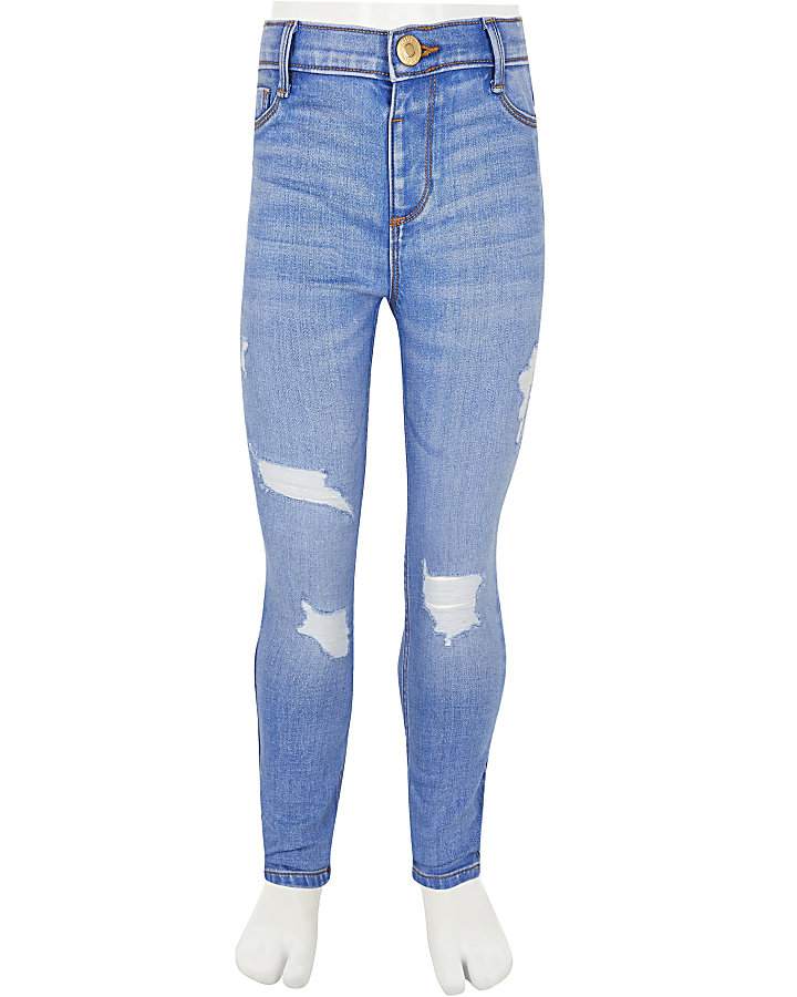 Girls blue ripped Molly jeans