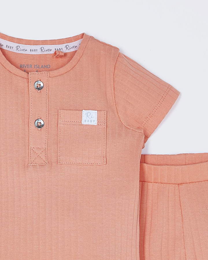 Baby orange ribbed outfit