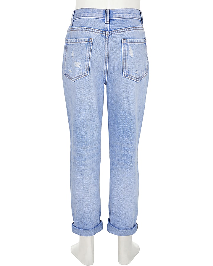 Age 13+ girls blue Mom ripped jeans