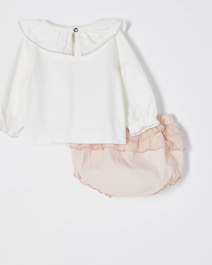 Baby pink frill bloomer 3 piece outfit