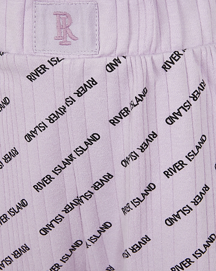 Girls purple ribbed RI pyjamas