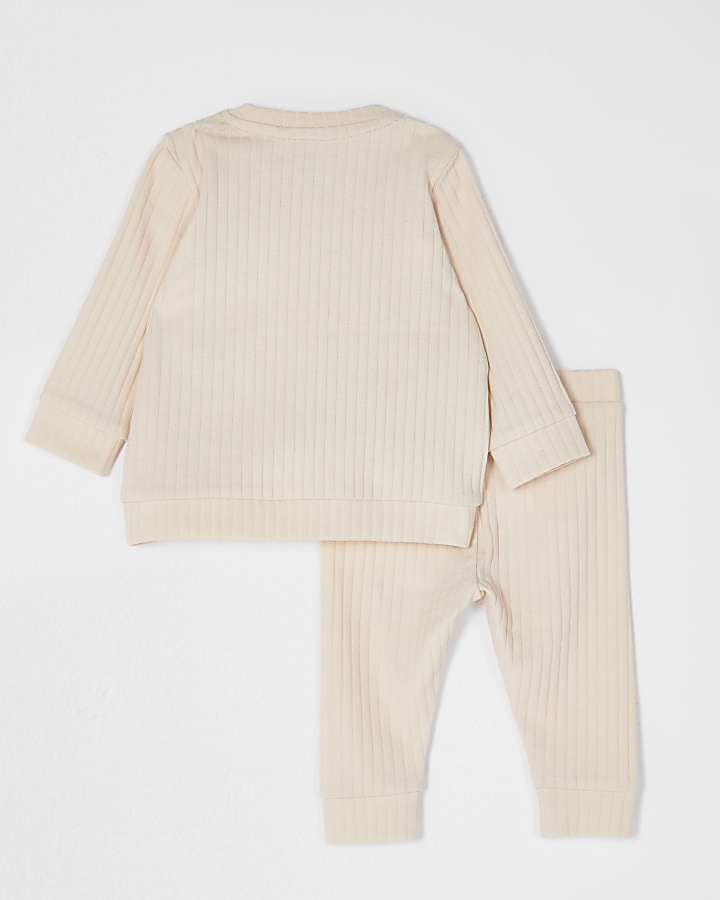 Baby beige ribbed legging outfit