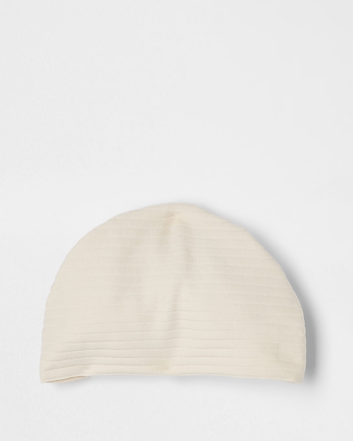 Baby beige ribbed bow turban