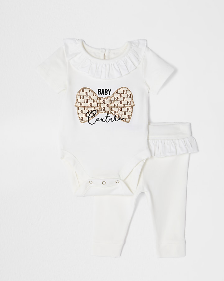 Baby white 'couture' babygrow outfit
