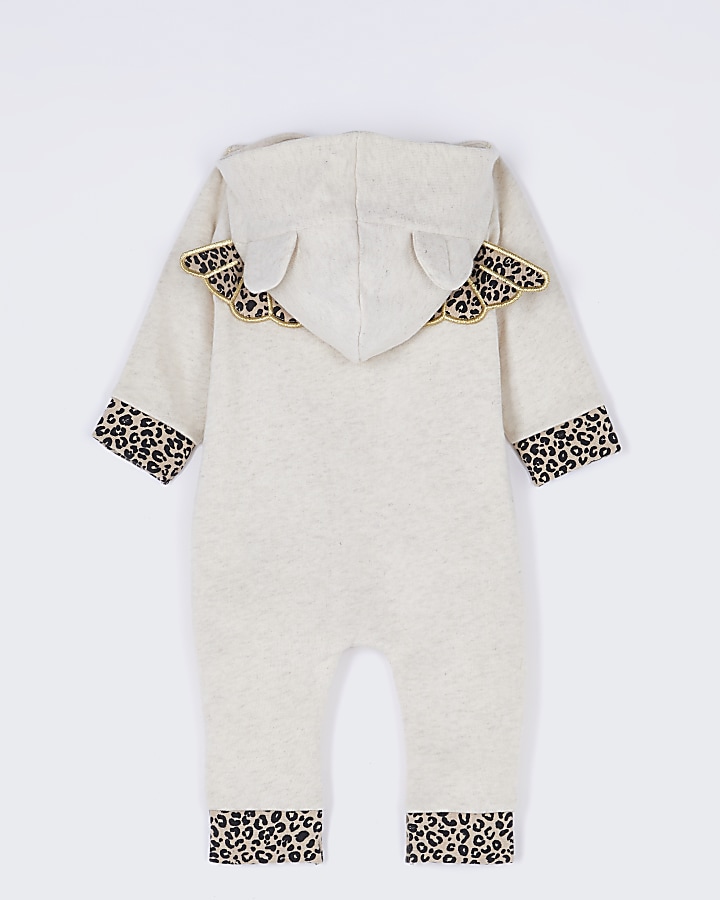 Baby cream leopard print wing romper