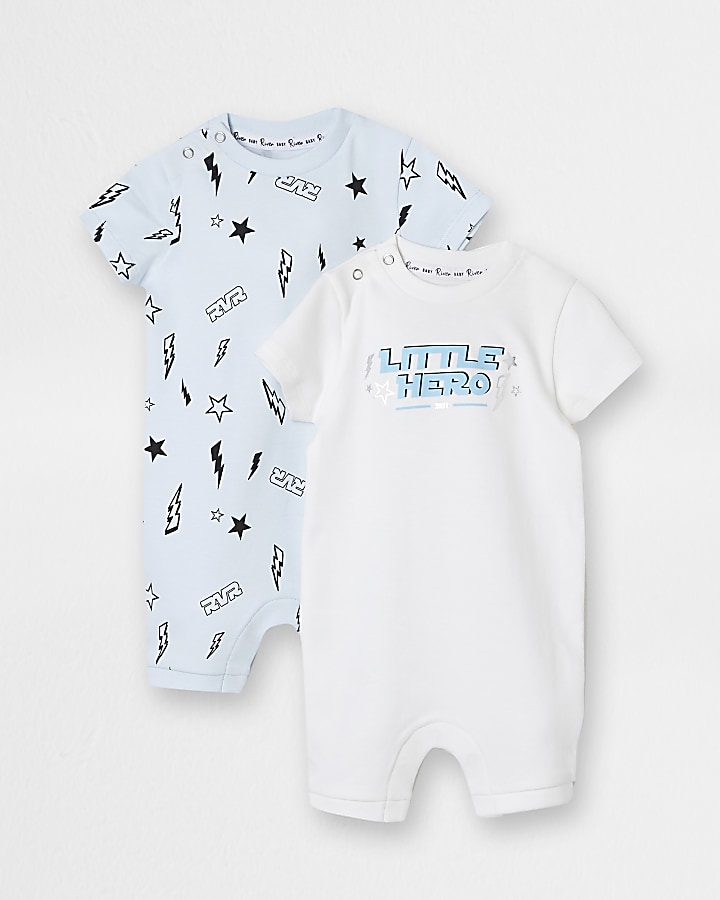 Baby blue 'Little hero' bodysuits 2 pack