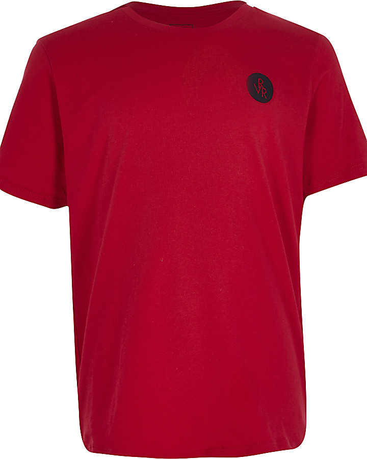 Boys red RVR chest print t-shirt
