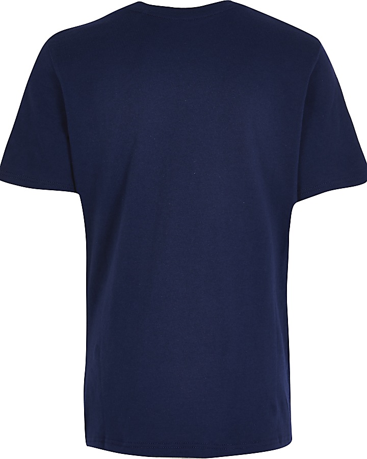 Boys navy RVR chest print t-shirt
