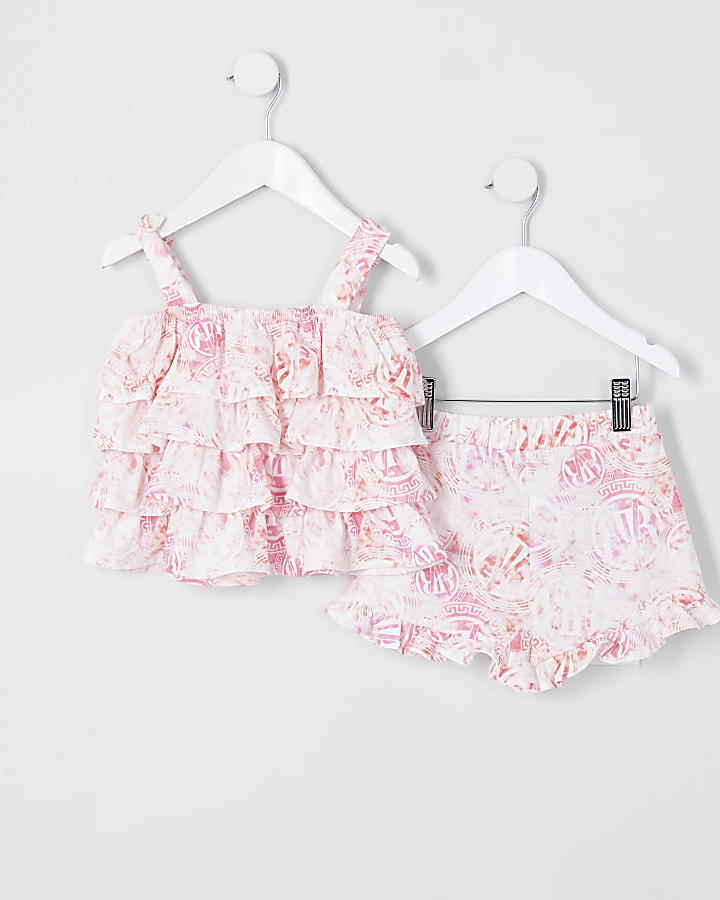 Mini girls pink RVR cami and shorts outfit