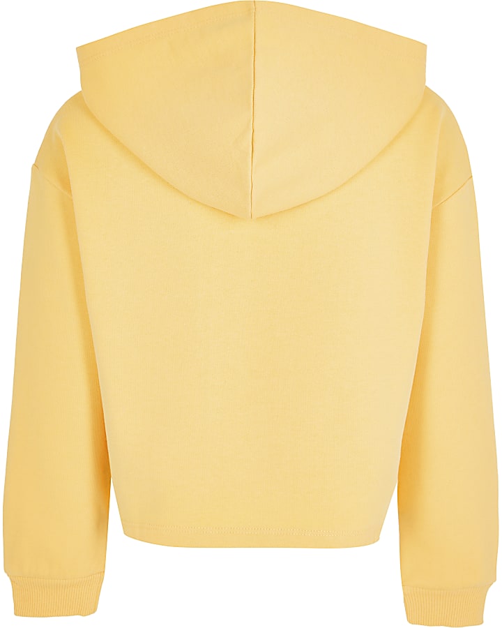 Girls yellow 'Love Yourself' logo hoodie