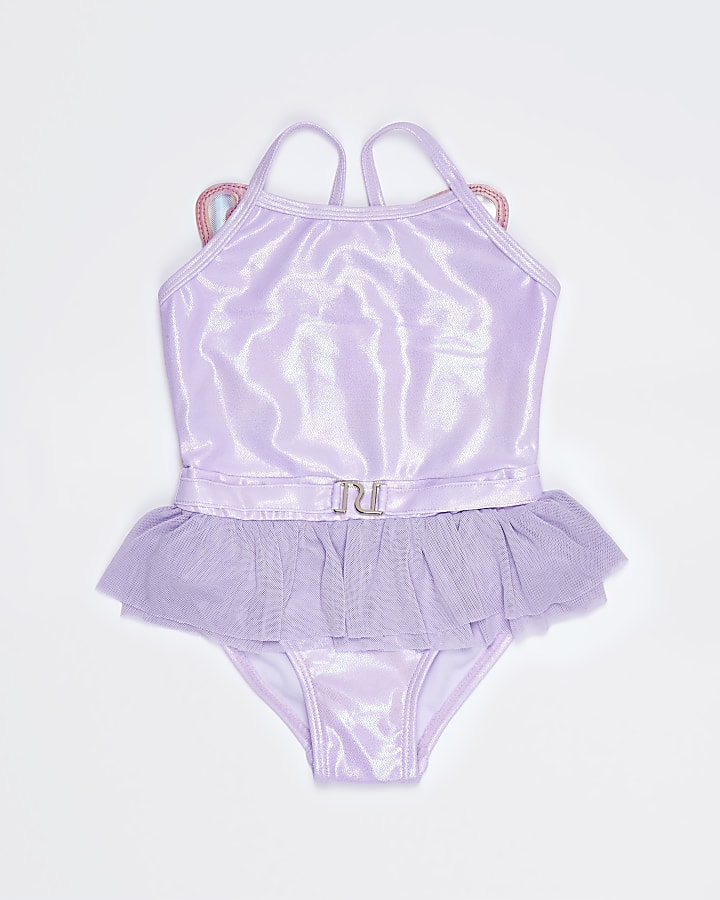 Mini girls pink butterfly tutu swimsuit