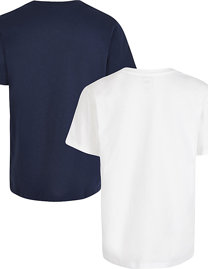 Boys white and navy t-shirts 2 pack