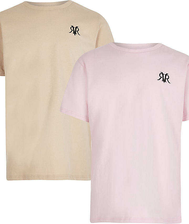 Boys pink and stone t-shirts 2 pack