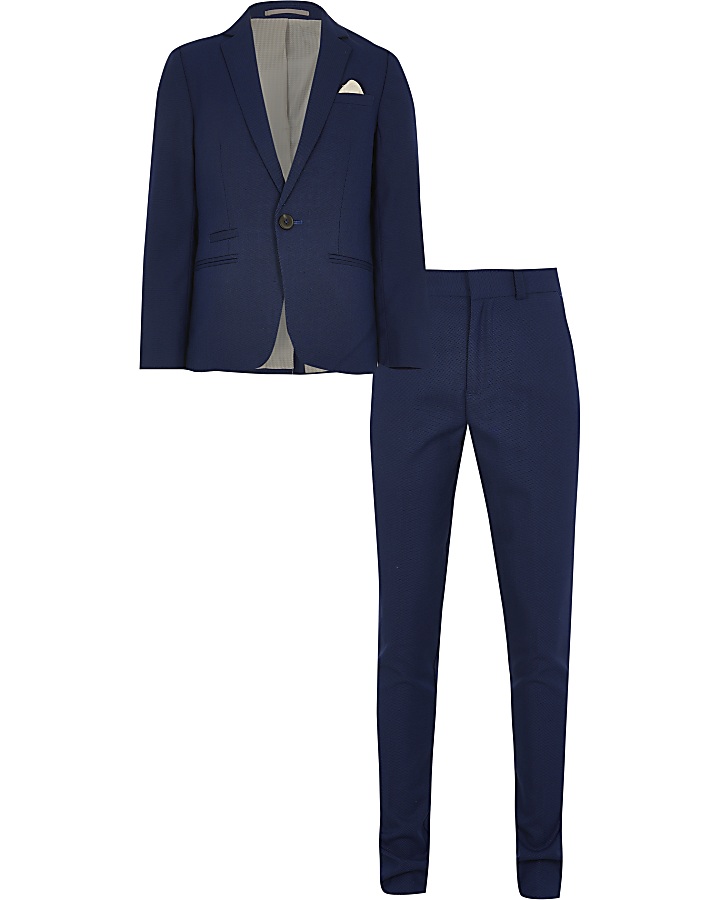 Boys blue pin dot 2 piece suit