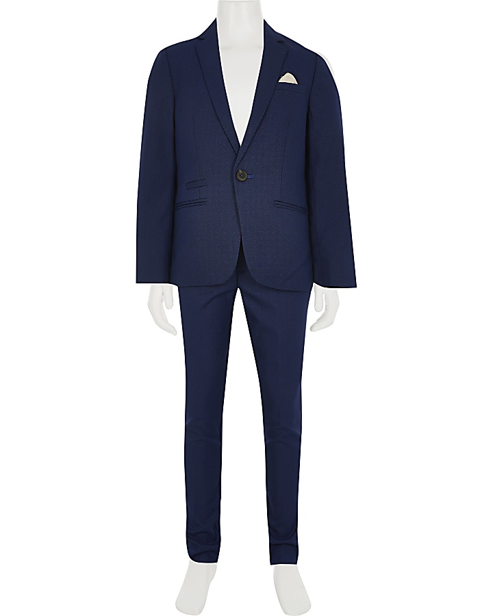 Boys blue pin dot 2 piece suit