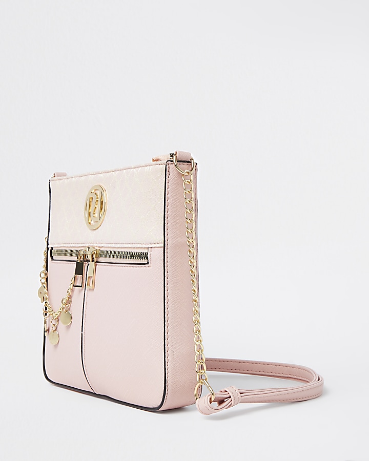 Girls pink chain messenger bag