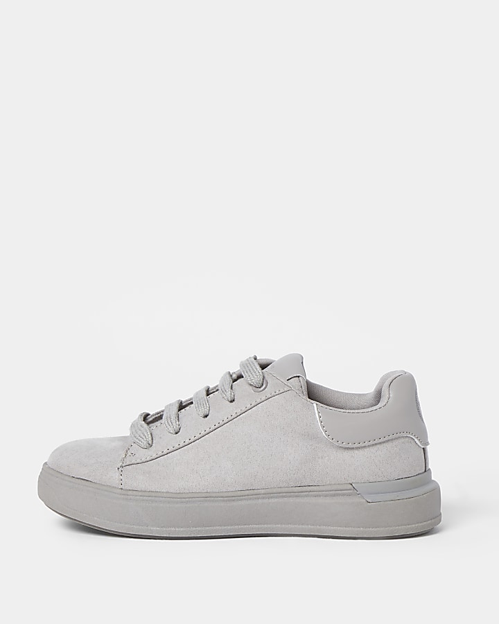 Boys grey suedette trainers