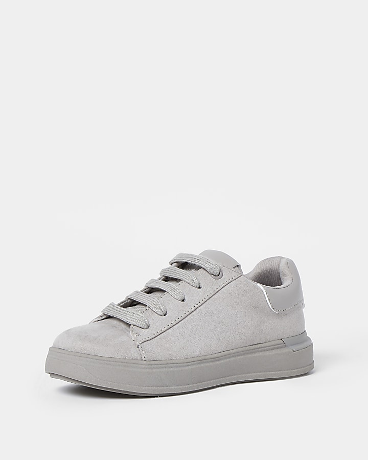 Boys grey suedette trainers