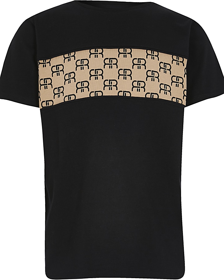 Boys black monogram block t-shirt