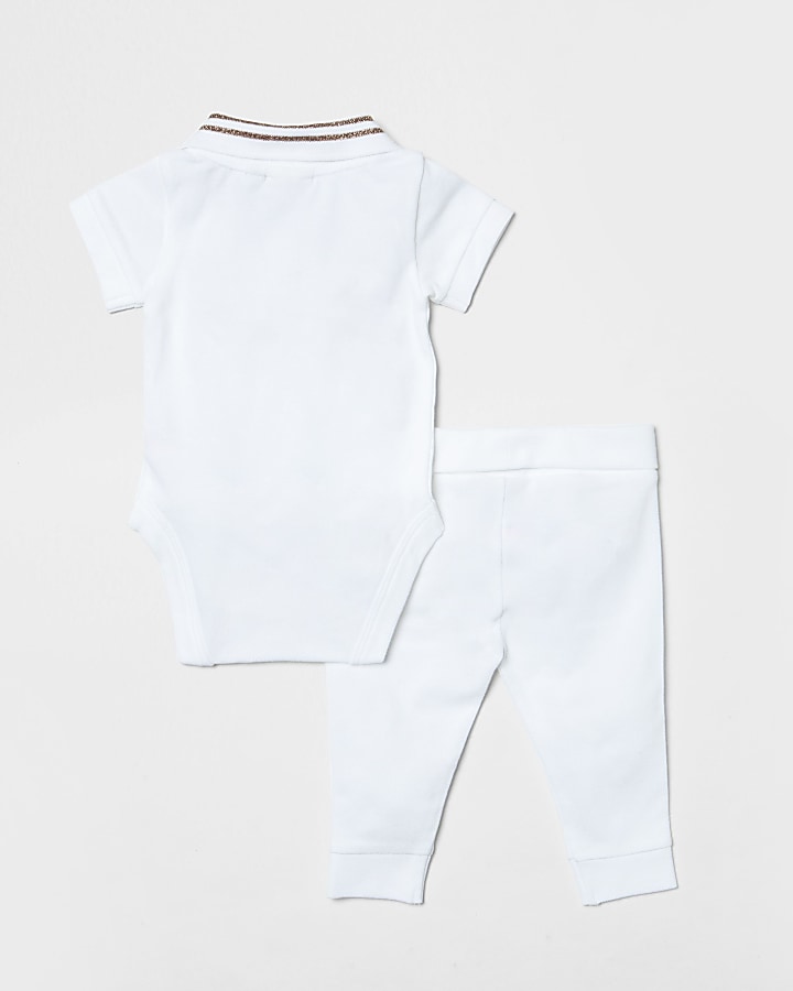 Baby white polo bodysuit outfit