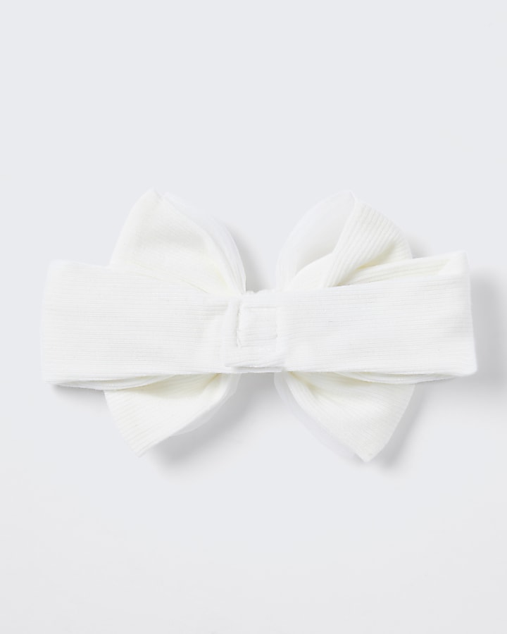 Baby white organza bow headband