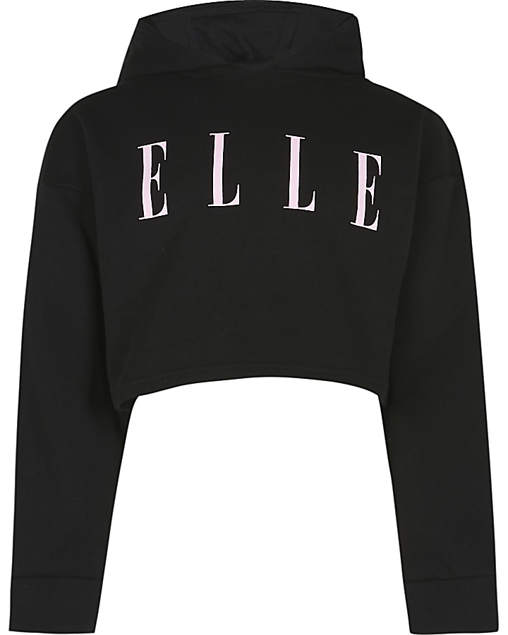 Girls black ELLE long sleeve hoodie