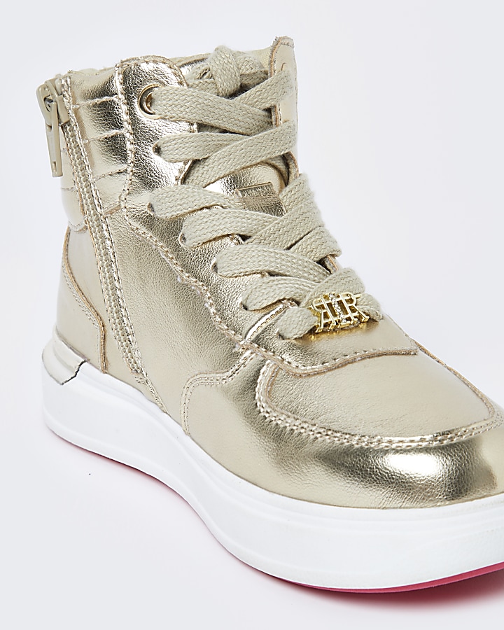 Girls gold high top trainers