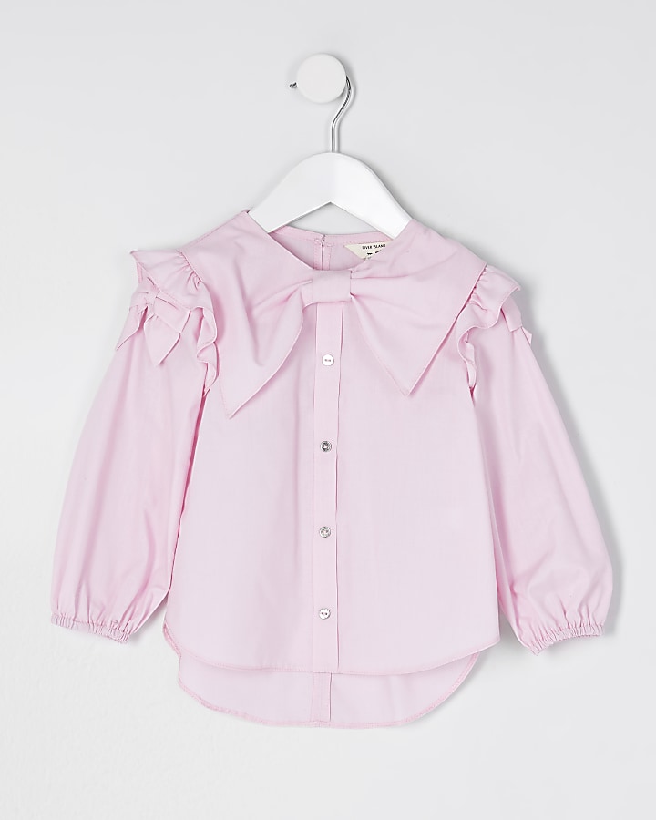 Mini girls pink bow shirt