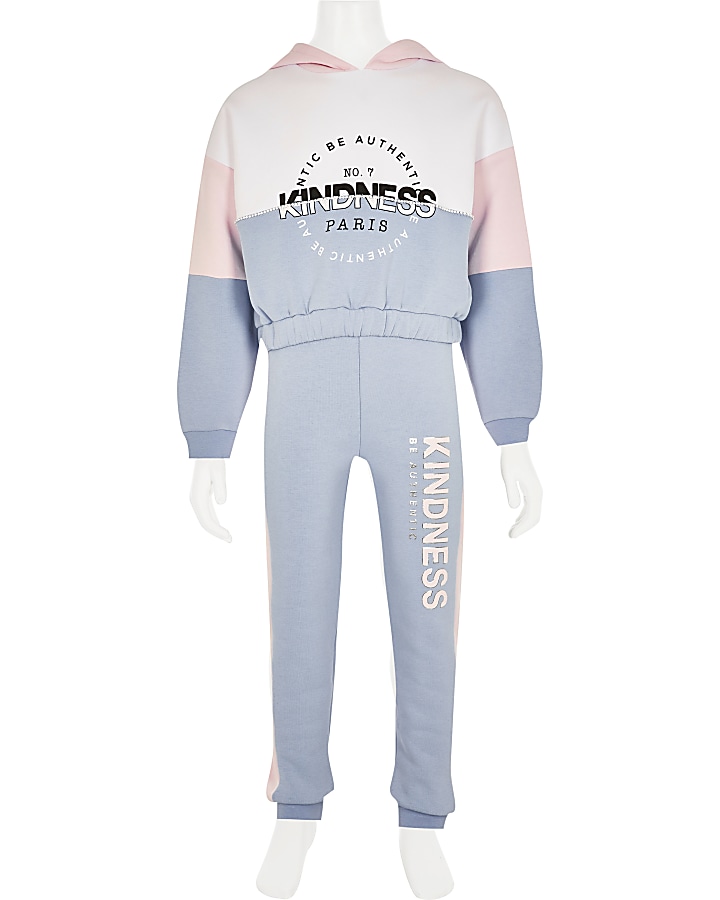 Girls blue 'kindness' hoodie outfit