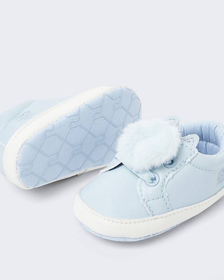 Baby blue bunny pom pom sneakers