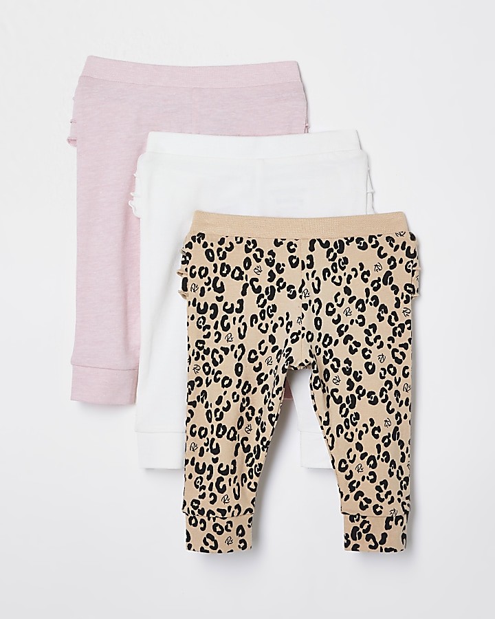 Baby white leopard print legging 3 pack